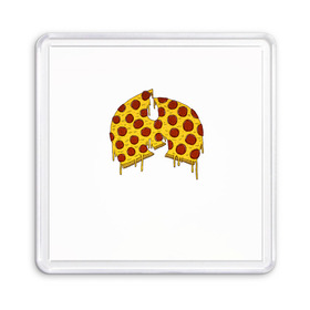 Магнит 55*55 с принтом Pizza Clan в Белгороде, Пластик | Размер: 65*65 мм; Размер печати: 55*55 мм | ghostface | method man | pizza | rap | rza | wu tang | ву танг | еда | метод мен | пицца | рэп