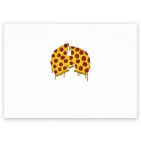 Поздравительная открытка с принтом Pizza Clan в Белгороде, 100% бумага | плотность бумаги 280 г/м2, матовая, на обратной стороне линовка и место для марки
 | ghostface | method man | pizza | rap | rza | wu tang | ву танг | еда | метод мен | пицца | рэп