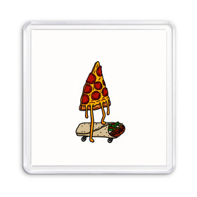 Магнит 55*55 с принтом ПИЦЦА НА ШАВЕРМЕ в Белгороде, Пластик | Размер: 65*65 мм; Размер печати: 55*55 мм | Тематика изображения на принте: food | pizza | еда | пицца | скейтборд | шаверма | шаурма