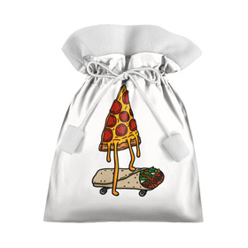 Подарочный 3D мешок с принтом ПИЦЦА НА ШАВЕРМЕ в Белгороде, 100% полиэстер | Размер: 29*39 см | Тематика изображения на принте: food | pizza | еда | пицца | скейтборд | шаверма | шаурма