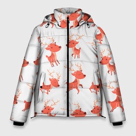 Мужская зимняя куртка 3D с принтом Милый олень в Белгороде, верх — 100% полиэстер; подкладка — 100% полиэстер; утеплитель — 100% полиэстер | длина ниже бедра, свободный силуэт Оверсайз. Есть воротник-стойка, отстегивающийся капюшон и ветрозащитная планка. 

Боковые карманы с листочкой на кнопках и внутренний карман на молнии. | Тематика изображения на принте: deer | sweet | дудлинг | звери | зверь | милое | милый | мульт | мультик | мультяшка | оленёнок | олени | олень | текстуры | фон