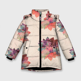 Зимняя куртка для девочек 3D с принтом Цветочный арт в Белгороде, ткань верха — 100% полиэстер; подклад — 100% полиэстер, утеплитель — 100% полиэстер. | длина ниже бедра, удлиненная спинка, воротник стойка и отстегивающийся капюшон. Есть боковые карманы с листочкой на кнопках, утяжки по низу изделия и внутренний карман на молнии. 

Предусмотрены светоотражающий принт на спинке, радужный светоотражающий элемент на пуллере молнии и на резинке для утяжки. | art | арт | дудлинг | лист | листья | паттерн | природа | роза | розы | текстуры | узор | узоры | фон | цветок | цветы