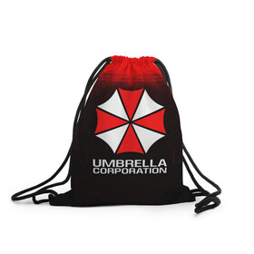 Рюкзак-мешок 3D с принтом UMBRELLA CORP в Белгороде, 100% полиэстер | плотность ткани — 200 г/м2, размер — 35 х 45 см; лямки — толстые шнурки, застежка на шнуровке, без карманов и подкладки | ada wong | biohazard | leon | nemesis | project resistance | raccoon city | re | re3 | resident evil | resident evil 3 | rpd | stars | umbrella | ада вонг | амбрелла | немезис | ужасы