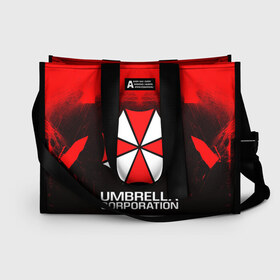 Сумка-шоппер 3D с принтом UMBRELLA CORP в Белгороде, 100% полиэстер | застегивается на металлическую кнопку; внутренний карман застегивается на молнию. Стенки укреплены специальным мягким материалом, чтобы защитить содержимое от несильных ударов
 | ada wong | biohazard | leon | nemesis | project resistance | raccoon city | re | re3 | resident evil | resident evil 3 | rpd | stars | umbrella | ада вонг | амбрелла | немезис | ужасы