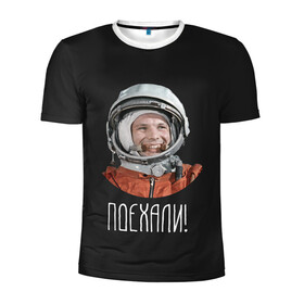 Мужская футболка 3D спортивная с принтом Гагарин в Белгороде, 100% полиэстер с улучшенными характеристиками | приталенный силуэт, круглая горловина, широкие плечи, сужается к линии бедра | 59 | gagarin | moon | nasa | space | yuri | астронавт | восток 1 | гагарин | космонавтика | космос | лет | луна | наса | поехали | ракета | советский | союз | ссср | человек | юрий
