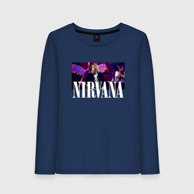 Женский лонгслив хлопок с принтом NIRVANA в Белгороде, 100% хлопок |  | in utero | nevermind | nirvana | nirvana in utero | nirvana logo | smile | курт кобейн | нирвана | нирвана in utero | нирвана лого