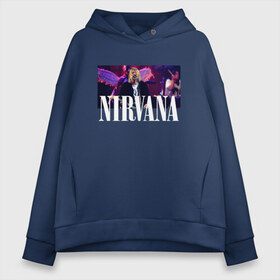 Женское худи Oversize хлопок с принтом NIRVANA в Белгороде, френч-терри — 70% хлопок, 30% полиэстер. Мягкий теплый начес внутри —100% хлопок | боковые карманы, эластичные манжеты и нижняя кромка, капюшон на магнитной кнопке | in utero | nevermind | nirvana | nirvana in utero | nirvana logo | smile | курт кобейн | нирвана | нирвана in utero | нирвана лого