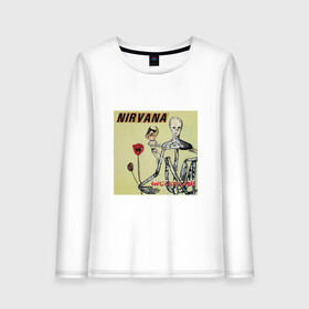 Женский лонгслив хлопок с принтом NIRVANA в Белгороде, 100% хлопок |  | in utero | nevermind | nirvana | nirvana in utero | nirvana logo | smile | курт кобейн | нирвана | нирвана in utero | нирвана лого