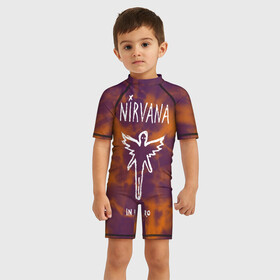 Детский купальный костюм 3D с принтом NIRVANA в Белгороде, Полиэстер 85%, Спандекс 15% | застежка на молнии на спине | in utero | nevermind | nirvana | nirvana in utero | nirvana logo | nirvana nevermind | smile | курт кобейн | нирвана | нирвана in utero | нирвана лого