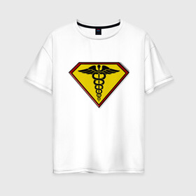 Женская футболка хлопок Oversize с принтом Символ героев в Белгороде, 100% хлопок | свободный крой, круглый ворот, спущенный рукав, длина до линии бедер
 | Тематика изображения на принте: врачи | врачи супергерои | медицина | символ | эмблема