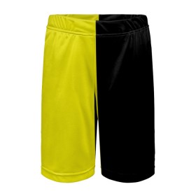 Детские спортивные шорты 3D с принтом BLACK YELLOW в Белгороде,  100% полиэстер
 | пояс оформлен широкой мягкой резинкой, ткань тянется
 | Тематика изображения на принте: 2020 | black yellow | желтый | модные | популярное | популярные цвета | популярный | тренд | черный