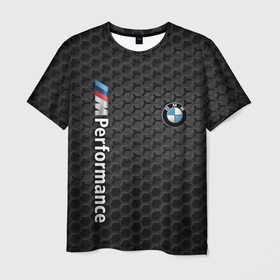 Мужская футболка 3D с принтом BMW PERFORMANCE в Белгороде, 100% полиэфир | прямой крой, круглый вырез горловины, длина до линии бедер | bmw | абстракция | авто | автомобиль | бмв | железо | лого | логотип | машина | сетка | скорость | соты | сталь