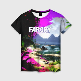 Женская футболка 3D с принтом FARCRY в Белгороде, 100% полиэфир ( синтетическое хлопкоподобное полотно) | прямой крой, круглый вырез горловины, длина до линии бедер | far cry | farcry | game | ubisof | выживание | джунгли | игры | остров | фар край