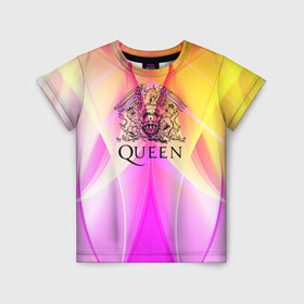 Детская футболка 3D с принтом Queen в Белгороде, 100% гипоаллергенный полиэфир | прямой крой, круглый вырез горловины, длина до линии бедер, чуть спущенное плечо, ткань немного тянется | queen | британская | группа | исполнитель | музыканты | рок | фредди меркьюри