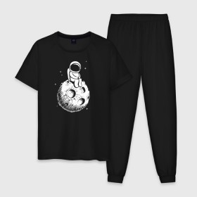 Мужская пижама хлопок с принтом Космонавт на луне в Белгороде, 100% хлопок | брюки и футболка прямого кроя, без карманов, на брюках мягкая резинка на поясе и по низу штанин
 | 12 апреля | mars one | nasa | space | астронавт | гагарин | день космонавтики | звезды | илон маск | инопланетянин | корабль | королев | космический | космонавт | космос | леонов | марс ван | мкс | наса | насо | нло