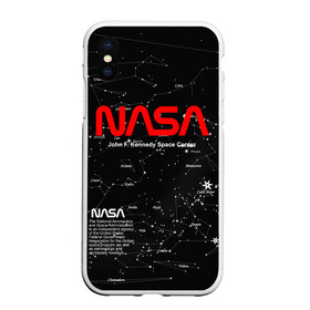 Чехол для iPhone XS Max матовый с принтом NASA в Белгороде, Силикон | Область печати: задняя сторона чехла, без боковых панелей | Тематика изображения на принте: nasa | астронавт | вселенная | звёздная карта | звёзды | космический | космонавт | космонавтика | космос | наса | ракета | шатл