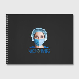 Альбом для рисования с принтом Мойте Руки в Белгороде, 100% бумага
 | матовая бумага, плотность 200 мг. | Тематика изображения на принте: caduceus | coronavirus | medic | nurse | superhero | врач | врачи | герои | герой | коронавирус | медбрат | медик | медики | медицина | медсестра | супергерои | супергерой