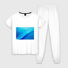 Женская пижама хлопок с принтом Волна в Белгороде, 100% хлопок | брюки и футболка прямого кроя, без карманов, на брюках мягкая резинка на поясе и по низу штанин | волна | волна на футболке | принт волна | фотопечать волны на футболке | футболка с волной