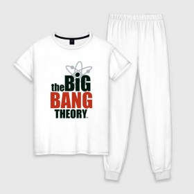 Женская пижама хлопок с принтом Big Bang Theory logo в Белгороде, 100% хлопок | брюки и футболка прямого кроя, без карманов, на брюках мягкая резинка на поясе и по низу штанин | big bang theory | howard wolowitz | leonard hofstadter | penny | raj | sheldon cooper | stuart bloom | vdgerir | воловитц | леонард хофстедер | пэнни | радж | раджешь кутрапалли | тбв | теория большого взрыва | чак лорри | шелдон | шэл