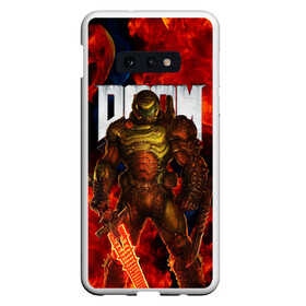 Чехол для Samsung S10E с принтом DOOM ETERNAL в Белгороде, Силикон | Область печати: задняя сторона чехла, без боковых панелей | Тематика изображения на принте: demons | devil | doom | doom eternal | doom guy | doom slayer | hell | iddqd | slayer | ад | демоны | дум | палач рока