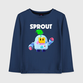 Детский лонгслив хлопок с принтом BRAWL STARS SPROUT в Белгороде, 100% хлопок | круглый вырез горловины, полуприлегающий силуэт, длина до линии бедер | 8 bit | 8 бит | bibi | brawl stars | crow | el brown | leon | leon shark | max | mr.p | sally leon | shark | sprout | stars | virus | werewolf | акула | биби | вирус | ворон | леон | оборотень | пингвин