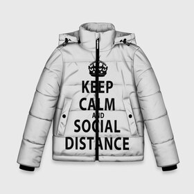 Зимняя куртка для мальчиков 3D с принтом Keep Calm And Social Distance в Белгороде, ткань верха — 100% полиэстер; подклад — 100% полиэстер, утеплитель — 100% полиэстер | длина ниже бедра, удлиненная спинка, воротник стойка и отстегивающийся капюшон. Есть боковые карманы с листочкой на кнопках, утяжки по низу изделия и внутренний карман на молнии. 

Предусмотрены светоотражающий принт на спинке, радужный светоотражающий элемент на пуллере молнии и на резинке для утяжки | 2019 | biohazard | calm | china | coronavirus | covid 19 | inc | keep | ncov | ncov19 | ncov2019 | plague | survivor | virus | warning | вирус | дистанцию | коронавирус | соблюдай