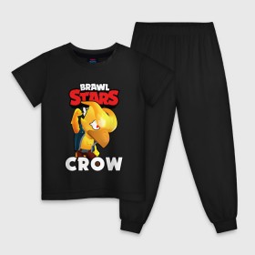 Детская пижама хлопок с принтом BRAWL STARS CROW PHOENIX в Белгороде, 100% хлопок |  брюки и футболка прямого кроя, без карманов, на брюках мягкая резинка на поясе и по низу штанин
 | Тематика изображения на принте: 8 bit | 8 бит | bibi | brawl stars | crow | el brown | leon | leon shark | max | mr.p | phoenix | sally leon | shark | sprout | stars | virus | werewolf | акула | биби | вирус | ворон | леон | оборотень | пингвин