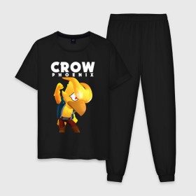 Мужская пижама хлопок с принтом BRAWL STARS CROW PHOENIX в Белгороде, 100% хлопок | брюки и футболка прямого кроя, без карманов, на брюках мягкая резинка на поясе и по низу штанин
 | 