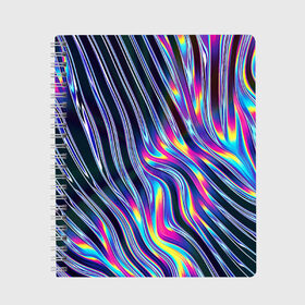 Тетрадь с принтом DIGITAL ABSTRACT в Белгороде, 100% бумага | 48 листов, плотность листов — 60 г/м2, плотность картонной обложки — 250 г/м2. Листы скреплены сбоку удобной пружинной спиралью. Уголки страниц и обложки скругленные. Цвет линий — светло-серый
 | abstraction | geometry | hexagon | neon | paints | stripes | texture | triangle | абстракция | брызги | геометрия | краски | неон | неоновый | соты | текстура