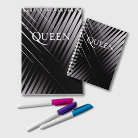 Блокнот с принтом Queen в Белгороде, 100% бумага | 48 листов, плотность листов — 60 г/м2, плотность картонной обложки — 250 г/м2. Листы скреплены удобной пружинной спиралью. Цвет линий — светло-серый
 | Тематика изображения на принте: 3d | queen | британская | группа | исполнитель | лого | логотип | музыканты | надпись | рок | эмблема