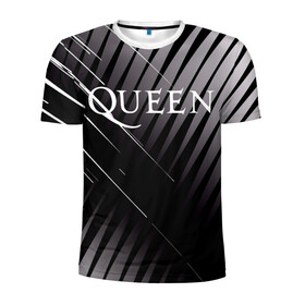 Мужская футболка 3D спортивная с принтом Queen в Белгороде, 100% полиэстер с улучшенными характеристиками | приталенный силуэт, круглая горловина, широкие плечи, сужается к линии бедра | 3d | queen | британская | группа | исполнитель | лого | логотип | музыканты | надпись | рок | эмблема