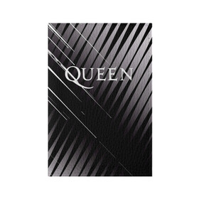 Обложка для паспорта матовая кожа с принтом Queen в Белгороде, натуральная матовая кожа | размер 19,3 х 13,7 см; прозрачные пластиковые крепления | Тематика изображения на принте: 3d | queen | британская | группа | исполнитель | лого | логотип | музыканты | надпись | рок | эмблема