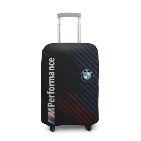 Чехол для чемодана 3D с принтом BMW PERFORMANCE в Белгороде, 86% полиэфир, 14% спандекс | двустороннее нанесение принта, прорези для ручек и колес | bmw | абстракция | авто | автомобиль | бмв | лого | логотип | машина | скорость