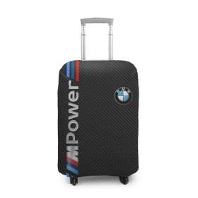 Чехол для чемодана 3D с принтом BMW POWER CARBON в Белгороде, 86% полиэфир, 14% спандекс | двустороннее нанесение принта, прорези для ручек и колес | bmw | carbon power | абстракция | авто | автомобиль | бмв | карбон | лого | логотип | машина | скорость