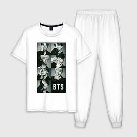 Мужская пижама хлопок с принтом BTS в Белгороде, 100% хлопок | брюки и футболка прямого кроя, без карманов, на брюках мягкая резинка на поясе и по низу штанин
 | bts | j hope | j pop | jimin | jin | jungkook | k pop | korea | music | nct | pop | pop idols | suga | v | айдолы | бтс | идолы | к поп | корейская музыка | корея | нст | поп | попса | чимин