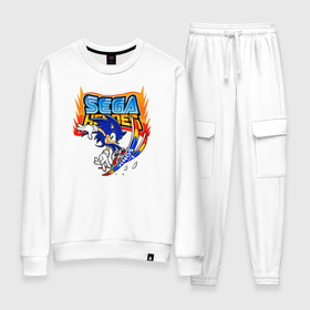 Женский костюм хлопок с принтом Sonic:Sega Heroes в Белгороде, 100% хлопок | на свитшоте круглая горловина, мягкая резинка по низу. Брюки заужены к низу, на них два вида карманов: два 