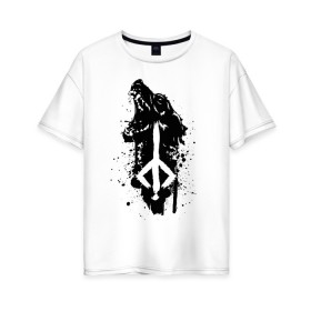 Женская футболка хлопок Oversize с принтом BLOODBORNE в Белгороде, 100% хлопок | свободный крой, круглый ворот, спущенный рукав, длина до линии бедер
 | bloodborne | hunter | знак охотника | охотник | рожденный кровью