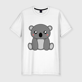 Мужская футболка хлопок Slim с принтом Коала в Белгороде, 92% хлопок, 8% лайкра | приталенный силуэт, круглый вырез ворота, длина до линии бедра, короткий рукав | животное | звери | картинки | коала | милый | млекопитающее | прикольные | сумчатый