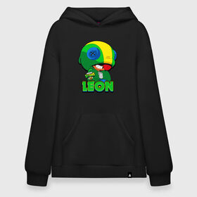 Худи SuperOversize хлопок с принтом LEON - BRAWL STARS в Белгороде, 70% хлопок, 30% полиэстер, мягкий начес внутри | карман-кенгуру, эластичная резинка на манжетах и по нижней кромке, двухслойный капюшон
 | 8 bit | 8 бит | 8bit | 8бит | brawl | crow | game | games | leon | max | mr.p | sandy | spike | star | stars | брав | бравл | браво | ворон | звезда | звезды | игра | игры | кроу | леон | макс | сенди | спайк | старс | сэнди