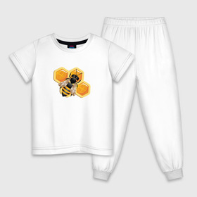 Детская пижама хлопок с принтом Пчела на соте в Белгороде, 100% хлопок |  брюки и футболка прямого кроя, без карманов, на брюках мягкая резинка на поясе и по низу штанин
 | животные | жужу | мед | насекомое | насекомые | пчела | пчеловод | пчелы | сота | соты