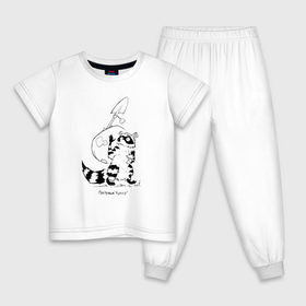 Детская пижама хлопок с принтом Курьер - Енот 2 в Белгороде, 100% хлопок |  брюки и футболка прямого кроя, без карманов, на брюках мягкая резинка на поясе и по низу штанин
 | 