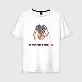 Женская футболка хлопок Oversize с принтом Predator Hunting Grounds в Белгороде, 100% хлопок | свободный крой, круглый ворот, спущенный рукав, длина до линии бедер
 | hunting grounds | predator | зубы | предатор | придатар | придатор | хищник
