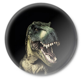 Значок с принтом Динозавр T-Rex в Белгороде,  металл | круглая форма, металлическая застежка в виде булавки | dino | dinosauria | t rex | ti rex | дино | динозавр | парк юрского | т рекс | ти рекс | чудовище | юрский период | ящер | ящерица