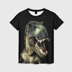 Женская футболка 3D с принтом Динозавр T-Rex в Белгороде, 100% полиэфир ( синтетическое хлопкоподобное полотно) | прямой крой, круглый вырез горловины, длина до линии бедер | dino | dinosauria | t rex | ti rex | дино | динозавр | парк юрского | т рекс | ти рекс | чудовище | юрский период | ящер | ящерица