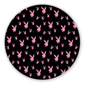 Коврик для мышки круглый с принтом Playboy в Белгороде, резина и полиэстер | круглая форма, изображение наносится на всю лицевую часть | bunny | erotic | hefner | hugh | magazine | playboy | журнал | зайка | кролик | плейбой | хефнер | ххх | хью
