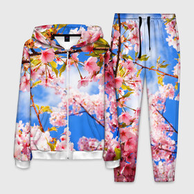 Мужской костюм 3D с принтом Сакура в Белгороде, 100% полиэстер | Манжеты и пояс оформлены тканевой резинкой, двухслойный капюшон со шнурком для регулировки, карманы спереди | весна | красота | небо | отдых | отпуск | природа | сакура | солнце | тепло | цветок | цветы