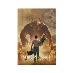 Обложка для паспорта матовая кожа с принтом Serious Sam 4 в Белгороде, натуральная матовая кожа | размер 19,3 х 13,7 см; прозрачные пластиковые крепления | Тематика изображения на принте: croteam | devolver | digital | games | planet | sam | serious | игры | крутой | планета | сэм