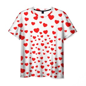 Мужская футболка 3D с принтом Сердечки в Белгороде, 100% полиэфир | прямой крой, круглый вырез горловины, длина до линии бедер | abstract | love | texture | абстракция | валентинка | влюбленным | геометрия | день святого валентина | любовь | паттерн | сердечки | текстура