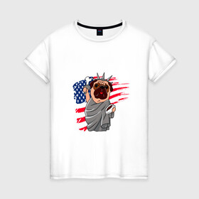 Женская футболка хлопок с принтом AMERICA в Белгороде, 100% хлопок | прямой крой, круглый вырез горловины, длина до линии бедер, слегка спущенное плечо | america | dog | usa | америка | американский флаг | граффити | дог | кость | красивые граффити | прикольные граффити | собака | статуя | статуя свободы | сшы | флаг