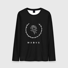 Мужской лонгслив 3D с принтом MXDVS в Белгороде, 100% полиэстер | длинные рукава, круглый вырез горловины, полуприлегающий силуэт | +32 | 32 | logo | mxdvs | бренд | бренд mxdvs | бренловые картинки | лого | лого mxdvs | логотип | логотип mxdvs | мхдвс | прикольные картинки | роза | шипы
